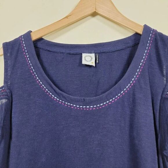 Akemi + Kin Anthropologie Blouse Womans Size M Navy Blue Cotton - Picture 4 of 12